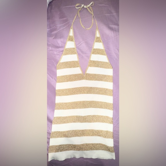 Dolce & Gabbana Tops - Dolce & Gabbana Metallic Stripe Rib Knit Halter Top Size 42 (EU) 6-8 est. US